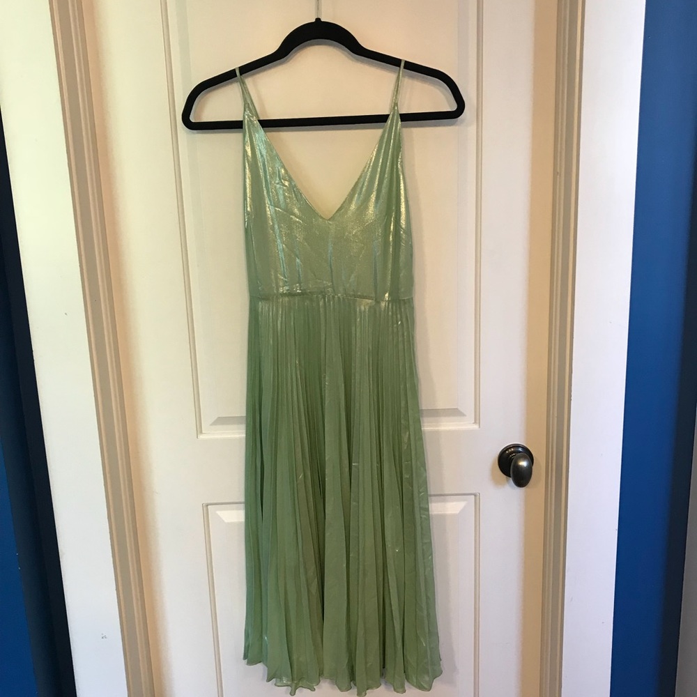 Top Shop Green Metallic Cocktail Dress